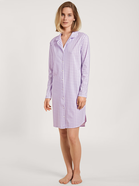 CALIDA Daylight Dreams Sleepshirt, buttoned through, length 95cm purple