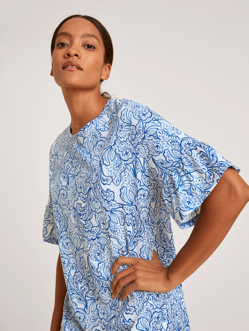 CALIDA Favourites Paisley Kurzarm-Nachthemd, Länge 90cm